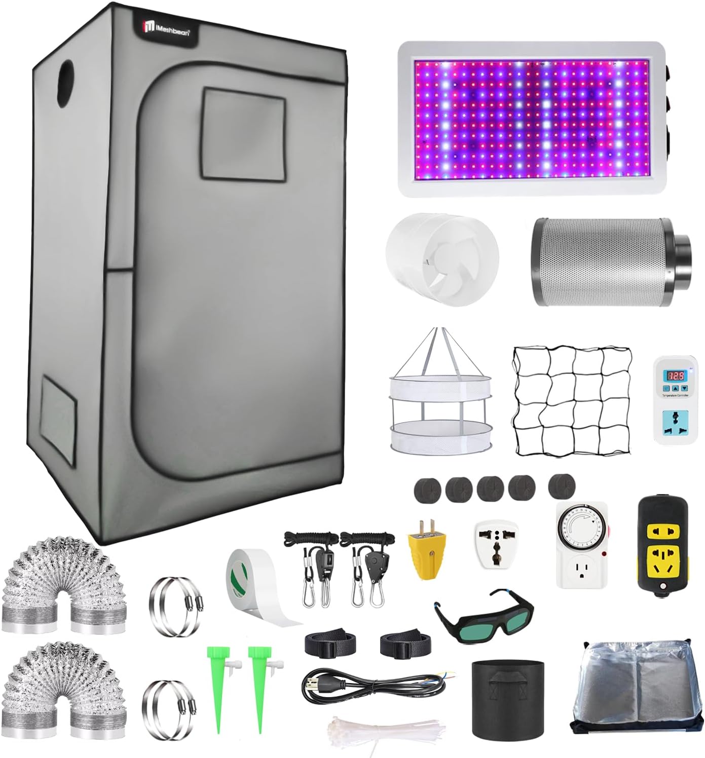 24"x24"x55" Grow Tent Kit, Complete High Reflective Mylar Indoor Grow Tent + LED Grow Light Combo, 2x2 Hydroponics Indoor Plant Growing Tent System with Carbon Filter