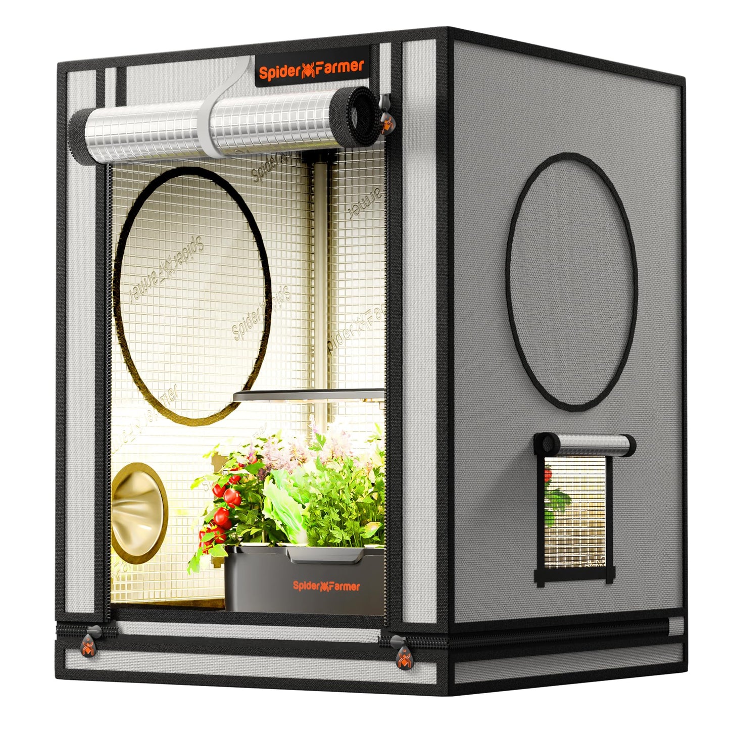 Spider Farmer Pro Series 2x2x6 Grow Tent, 24"x24"x72" with Roll-up Door, Observation Window Floor Tray, 2000D Thicken Mylar Canvas, 2x2 for Hydroponic Indoor Growing for SF1000, SF1000, SE1500, G1500