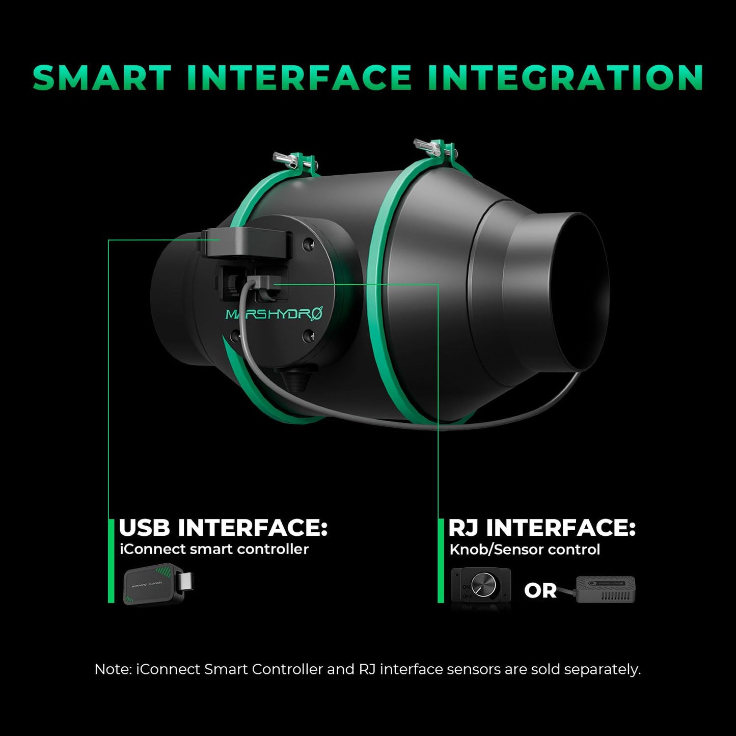 MARS HYDRO iFresh 4 Inch Smart Inline Fan Combo, with Variable Speed Controller, for Heating Cooling Booster, Grow Tents