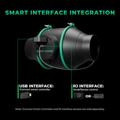 MARS HYDRO iFresh 4 Inch Smart Inline Fan Combo, with Variable Speed Controller, for Heating Cooling Booster, Grow Tents