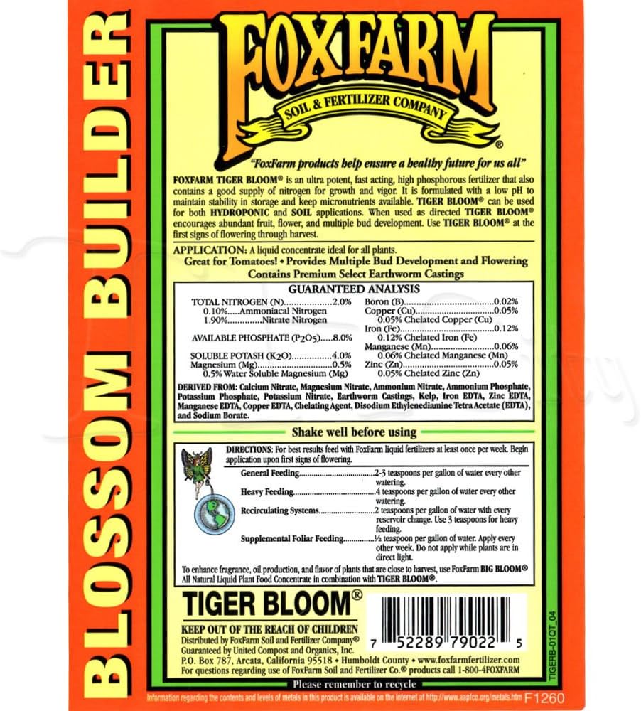 Fox Farm Liquid Nutrient Soil Trio- Pints: Big Bloom, Grow Big, Tiger Bloom (Pack of 3-16 oz. Bottles)