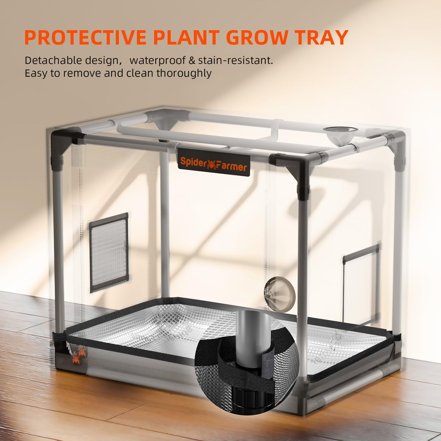 Spider Farmer Pro Series 2x2x6 Grow Tent, 24"x24"x72" with Roll-up Door, Observation Window Floor Tray, 2000D Thicken Mylar Canvas, 2x2 for Hydroponic Indoor Growing for SF1000, SF1000, SE1500, G1500