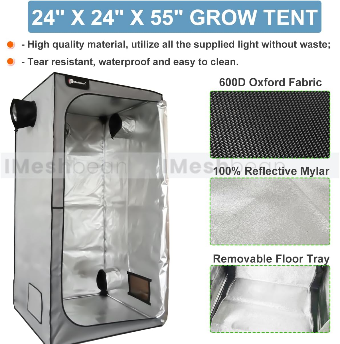 24"x24"x55" Grow Tent Kit, Complete High Reflective Mylar Indoor Grow Tent + LED Grow Light Combo, 2x2 Hydroponics Indoor Plant Growing Tent System with Carbon Filter
