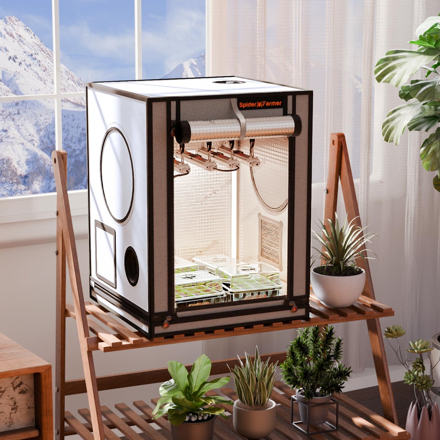 Spider Farmer Pro Series 2x2x6 Grow Tent, 24"x24"x72" with Roll-up Door, Observation Window Floor Tray, 2000D Thicken Mylar Canvas, 2x2 for Hydroponic Indoor Growing for SF1000, SF1000, SE1500, G1500