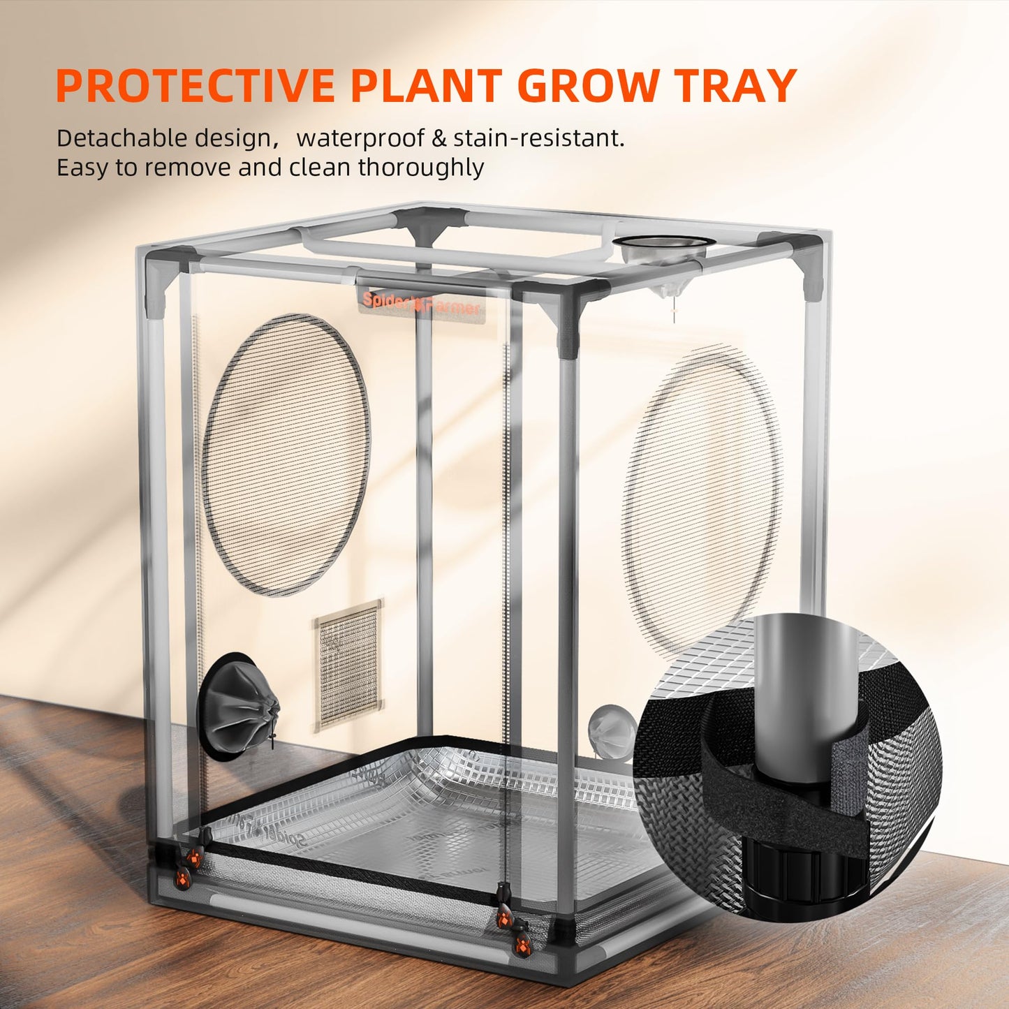 Spider Farmer Pro Series 2x2x6 Grow Tent, 24"x24"x72" with Roll-up Door, Observation Window Floor Tray, 2000D Thicken Mylar Canvas, 2x2 for Hydroponic Indoor Growing for SF1000, SF1000, SE1500, G1500