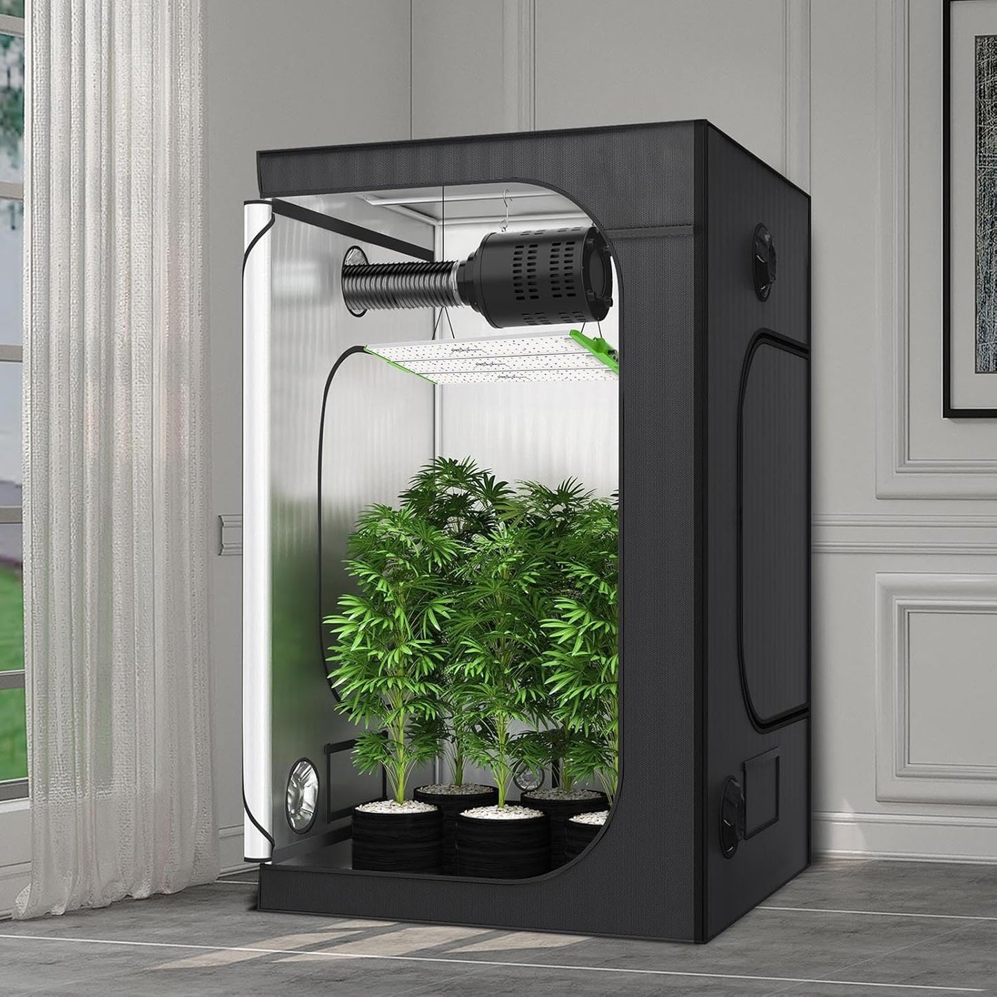 RDJ Bouns Inline Fan with Carbon Filter Kit, Compatible with 4"/5"/6" Ducts,10 Speed Control Recyclable Carbon Filtration, Quiet, Grow Tent, Hydroponics, Indoor Gardening, Pet Room