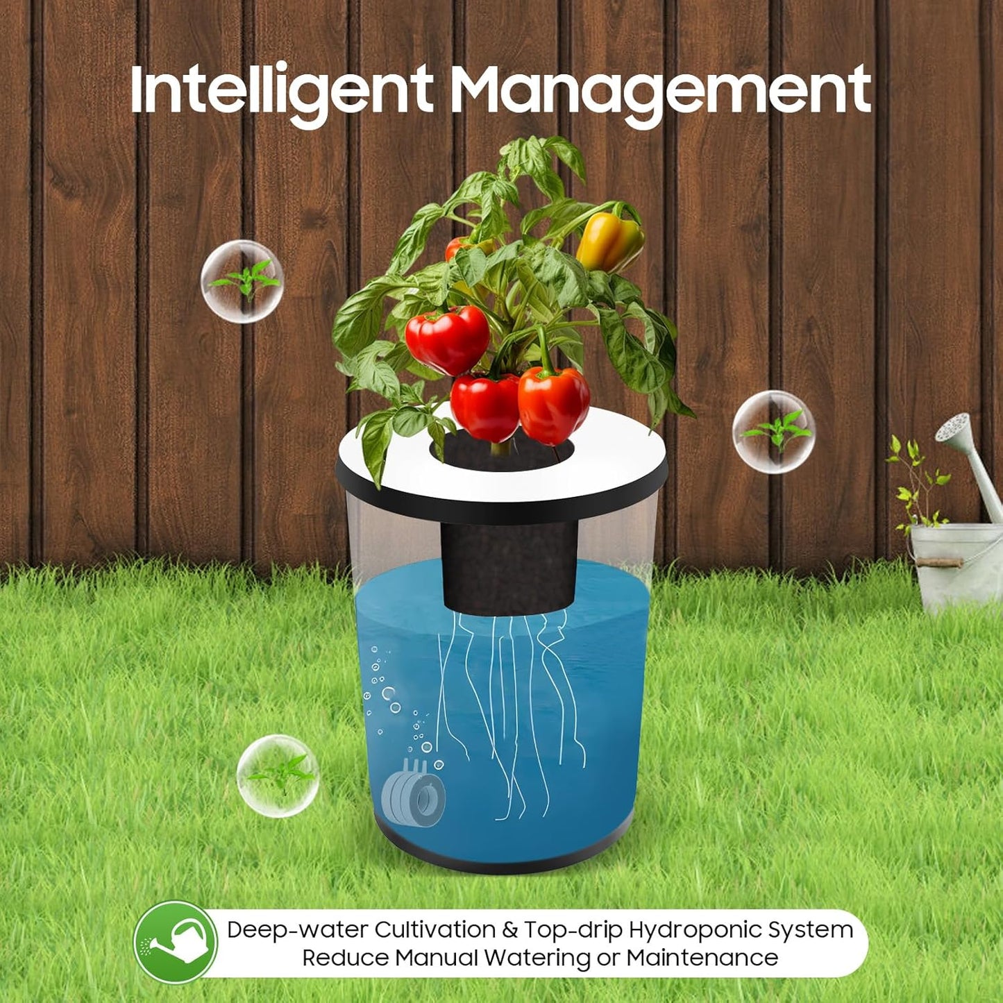 7 Bucket Deep Water Culture Hydroponic System, 5.28Gal PP Grow Kit with Air Pump Smart Circulation for Indoor Gardening, Balcony Farming
