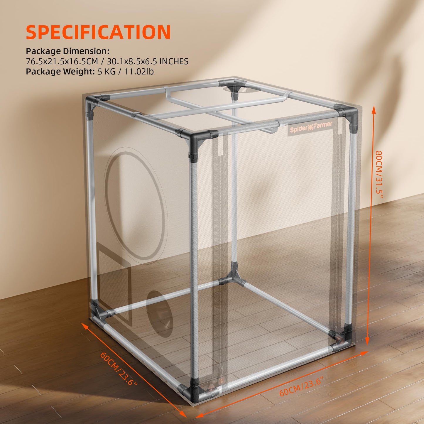 Spider Farmer Pro Series 2x2x6 Grow Tent, 24"x24"x72" with Roll-up Door, Observation Window Floor Tray, 2000D Thicken Mylar Canvas, 2x2 for Hydroponic Indoor Growing for SF1000, SF1000, SE1500, G1500