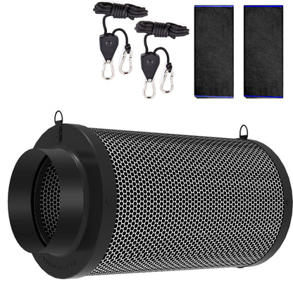 4 Inch Air Carbon Filter for Grow Tent,Smellines Control with Australia Virgin Charcoal for Inline Duct Fan，Hydroponic Growth,Pre-Filter Included