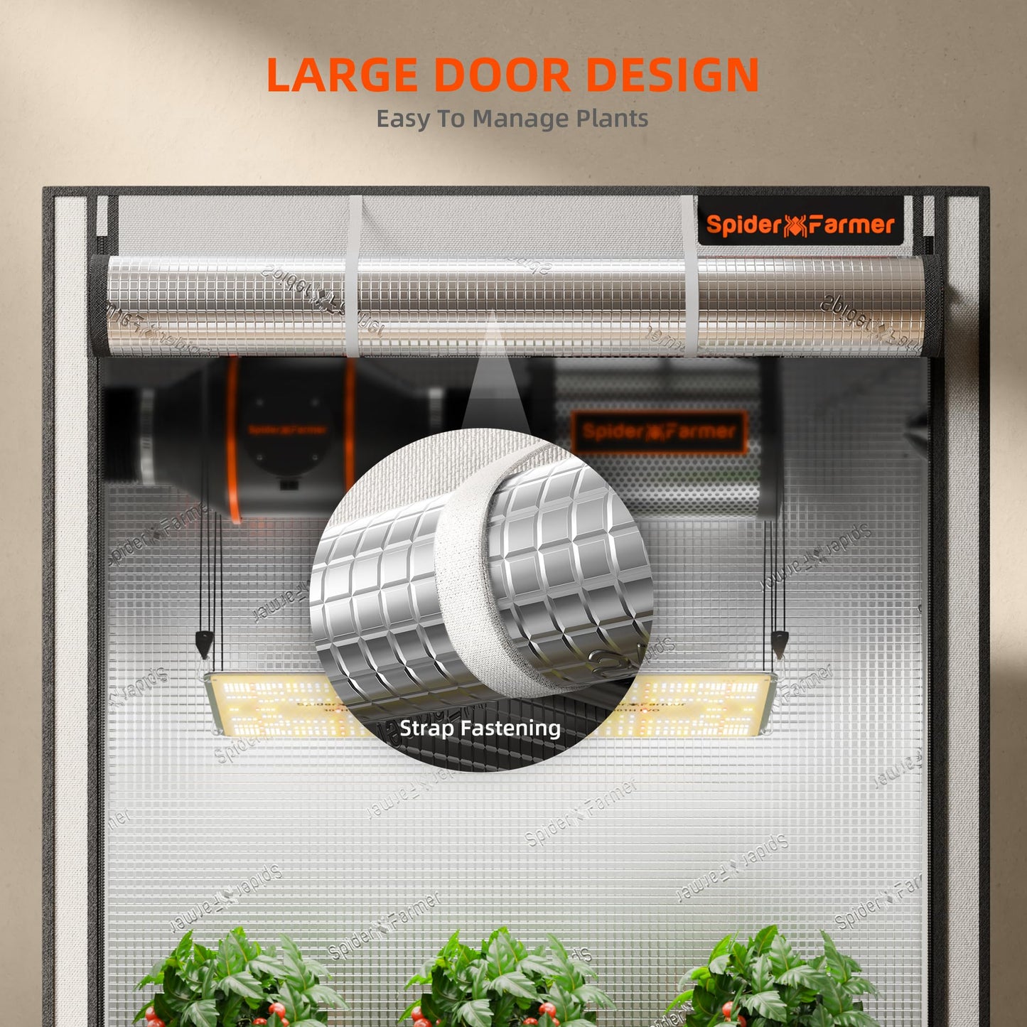 Spider Farmer Pro Series 2x2x6 Grow Tent, 24"x24"x72" with Roll-up Door, Observation Window Floor Tray, 2000D Thicken Mylar Canvas, 2x2 for Hydroponic Indoor Growing for SF1000, SF1000, SE1500, G1500