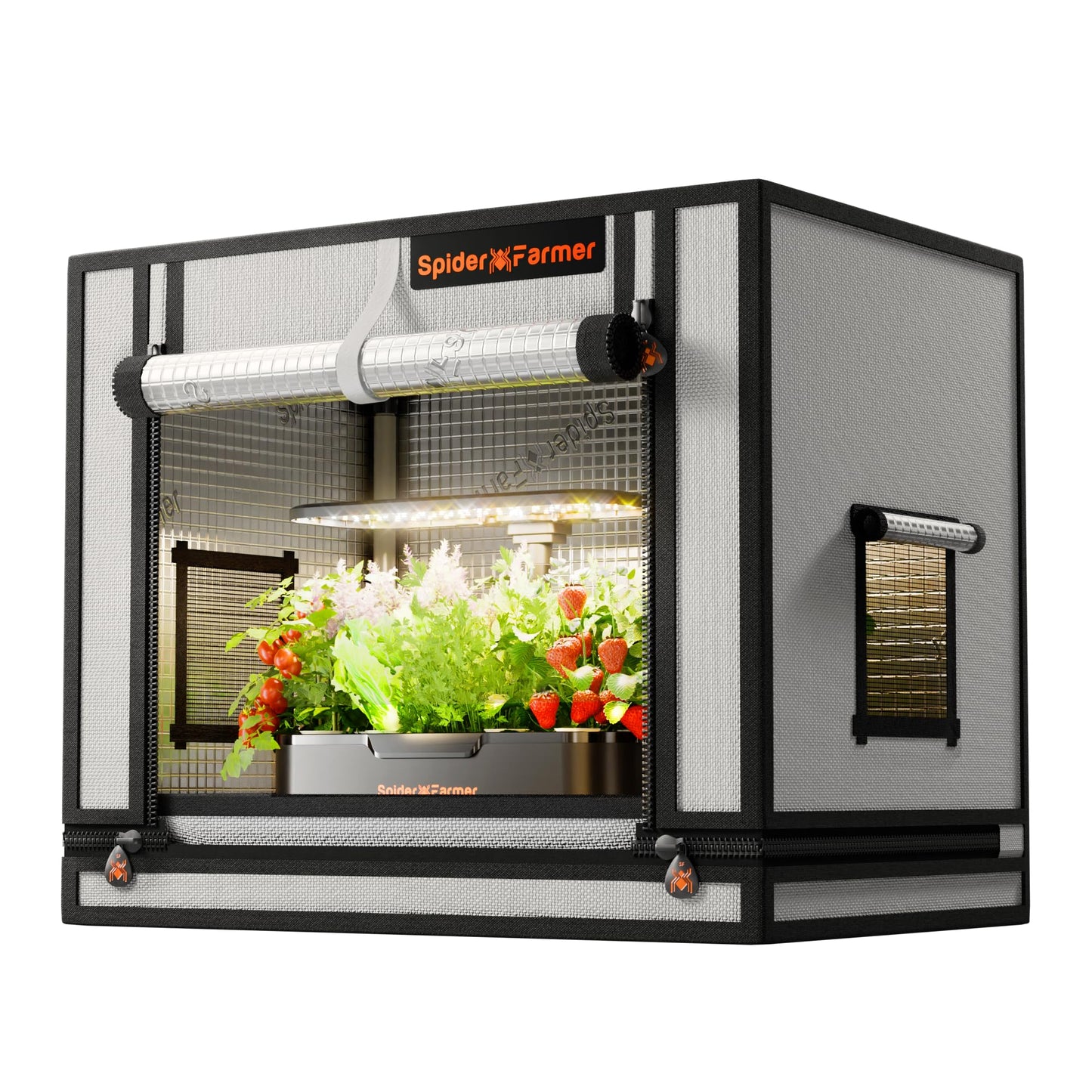 Spider Farmer Pro Series 2x2x6 Grow Tent, 24"x24"x72" with Roll-up Door, Observation Window Floor Tray, 2000D Thicken Mylar Canvas, 2x2 for Hydroponic Indoor Growing for SF1000, SF1000, SE1500, G1500