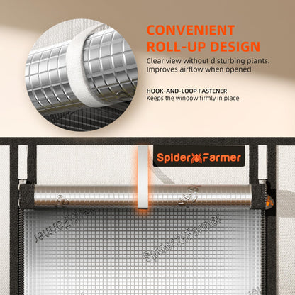 Spider Farmer Pro Series 2x2x6 Grow Tent, 24"x24"x72" with Roll-up Door, Observation Window Floor Tray, 2000D Thicken Mylar Canvas, 2x2 for Hydroponic Indoor Growing for SF1000, SF1000, SE1500, G1500